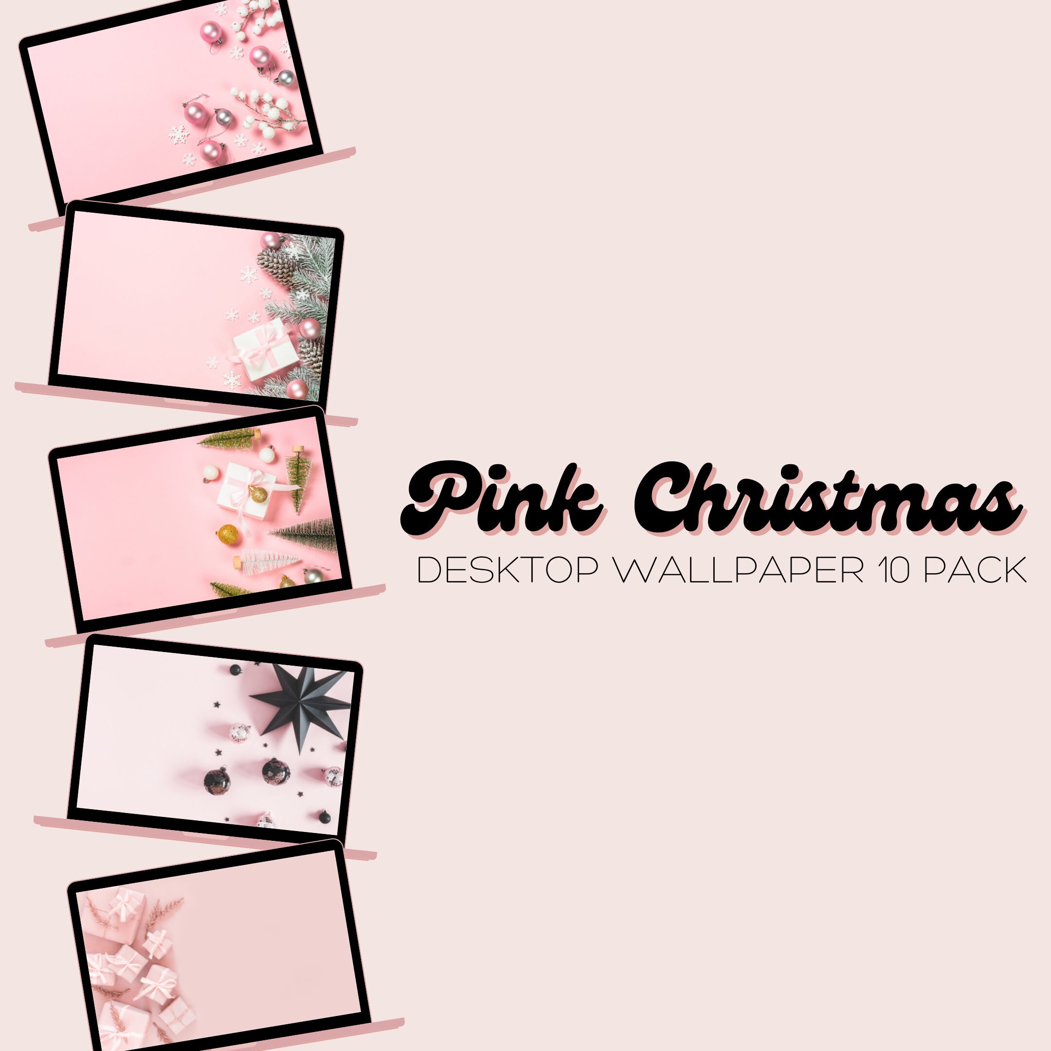 Pink Christmas Desktop Wallpaper Ten Pack Etsy