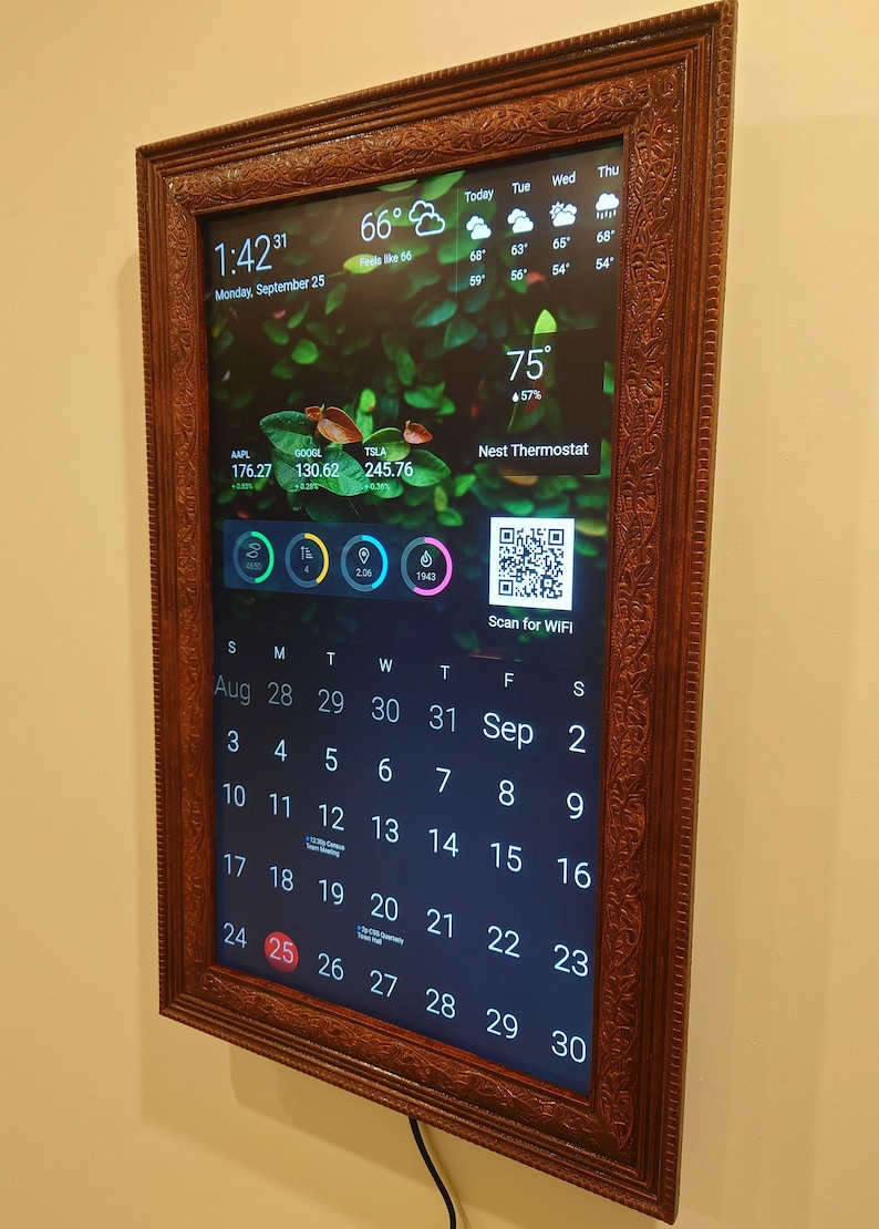 Digital Wall Display and Calendar Smart Screen Textured Frame image 1