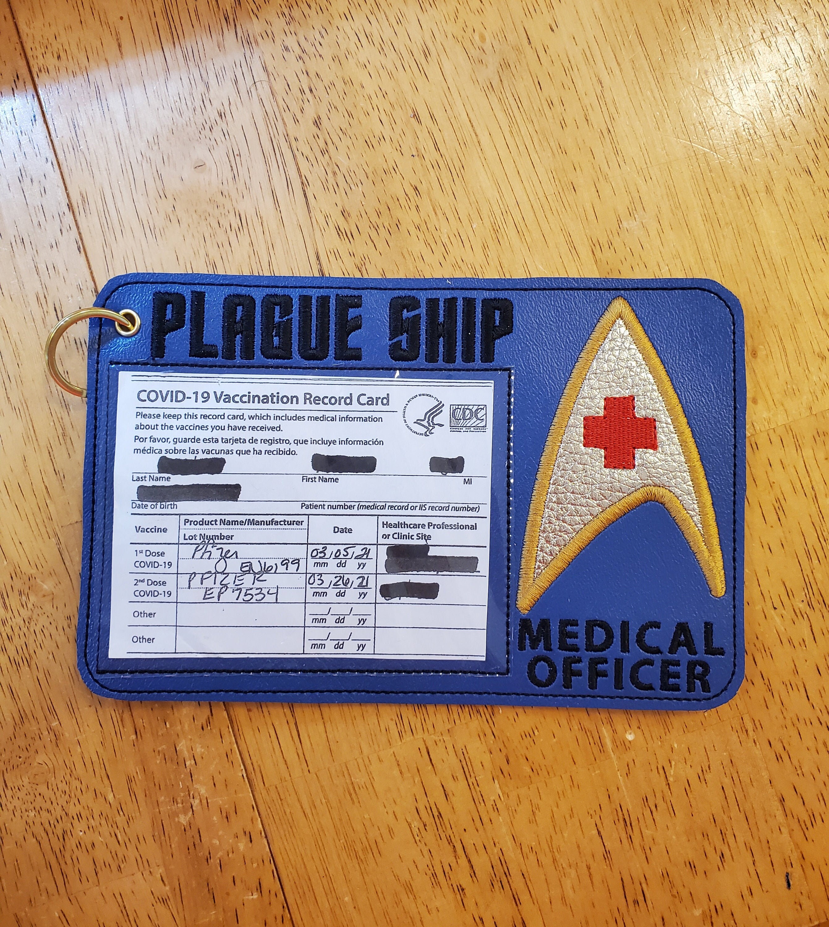 Space Trek Covid Vaccination Card Holder, Medical Officer, Favorite R…