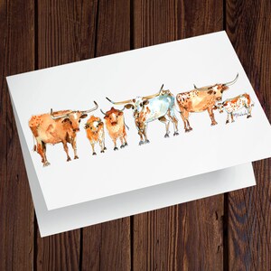 Texas Cards-Blank Note Cards With Envelopes-Texas Greeting Card-Texas Longhorn Gift-Texas Longhorn Card-Longhorn Steer-Texas Lover Gift TX