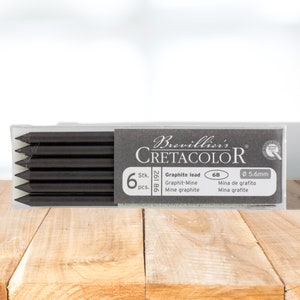 Cretacolor Soft Charcoal Lead 6B-Charcoal Pieces-Charcoal Drawing Set-Charcoal for Artist-Woodless Charcoal-Sketching Sticks-Set of 6 leads