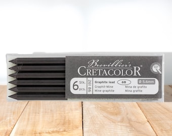Cretacolor Soft Charcoal Lead 6B-Charcoal Pieces-Charcoal Drawing Set-Charcoal for Artist-Woodless Charcoal-Sketching Sticks-Set of 6 leads