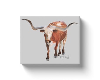 Texas Longhorn Steer Canvas Wrap | Texas Home Decor |Gift For Dad, Gift For Son, Gift For Grandpa