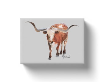 Texas Longhorn Steer Canvas Wrap | Texas Home Decor |Gift for Dad, Gift for Son, Gift for Grandpa