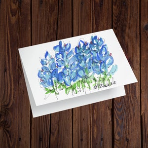 Texas Wildflowers-Bluebonnet Note Cards-Texas Bluebonnet Watercolor-Texas Greeting Card-Floral Note Cards-Bluebonnet Stationary Set of 10 TX