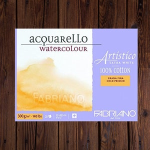 Watercolor Paper-Watercolor Paper Block-Watercolor Painting-Watercolor Supplies-Fabriano Aristico-9x12-Cold Press-Extra White-Watercolor Pad