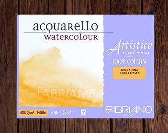 Watercolor Paper-Watercolor Paper Block-Watercolor Painting-Watercolor Supplies-Fabriano Aristico-9x12-Cold Press-Extra White-Watercolor Pad
