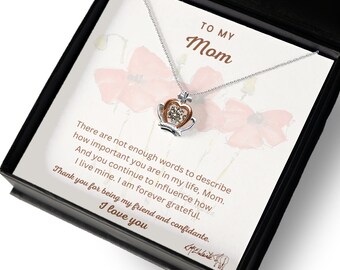 Crown Necklace For Mom-Crown Necklace With Poppies Message Card- 'To My Mom' Necklace-Religious Jewelry-Small Crown Pendant-Sterling Silver
