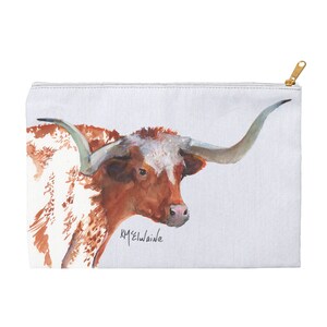 Zippered Pouches For Board Games | Cosmetic Bag For Women - Texas Fine Art Of Texas Longhorn