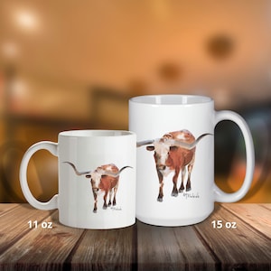 Texas Longhorn Steer koffiemok, Western Cup - Cadeau voor papa, cadeau voor hem, cadeau voor vriend, cadeau voor man - Texas Fine Art