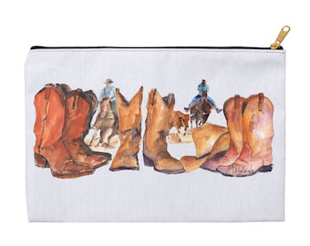 Texas Cowboy - Cosmetic Bag Men - Cowboy Boots & Roundup Zipper Pouch - Gift for Dad, Gift for Son, Gift for Boyfriend, Gift for Mom