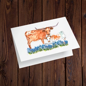 Texas Cards-Texas Greeting Card-Texas Postcard-Texas Longhorn Note Cards-Texas Longhorn Stationary-Longhorn Card-Blank Cards With Envelopes