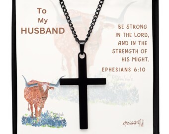 Mens Cross Necklace-Large Cross Pendant-Christian Necklace-Large Cross Necklace-Valentines Husband-Christian Pendant-Boys Cross Necklace