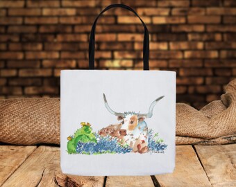 Texas Longhorn Tote Bag-Multi-Purpose Tote-Crochet Bag-Teacher Tote Bag-Texas Tote-Project Bag-Knitting Bag-Laptop Tote-Texas Travel Bag