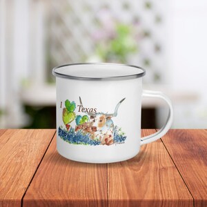 Longhorn Mok - Texas Coffee Mug Tea Cup - I Love Texas Mug - Cadeau voor moeder, Cadeau voor haar, Cadeau voor vriendin, Cadeau voor vrouw - Texas Fine Art