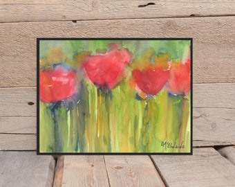 Poppy Watercolor Painting-16x12 Poppy Print-Red Poppies Watercolor Print-Red Poppies Art-Botanical Watercolor Print-Floral Wall Art