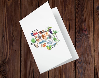 Texas Cards-Blank Note Cards With Envelopes-Texas Greeting Card-Texas Lover Gift-Texas Map Note Card-Texas Stationary-Texas Gift-10 Cards TX