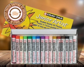 Sakura Cray-Pas Junior Artist Oil Pastels - Creamy, Smooth, Bold Colors, Easy Blending, Non-Toxic Set of 16, Assorted