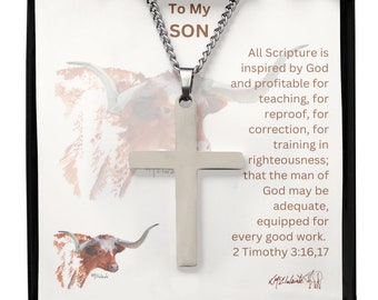 Mens cross necklace-large cross pendant-christian necklace-large cross necklace-religious necklace-christian pendant-boys cross necklace