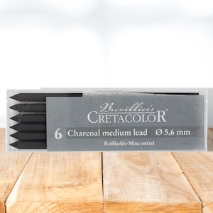 Cretacolor Medium Charcoal Lead 2B-Charcoal Pieces-Charcoal For Drawing -Charcoal for Artist-Woodless Charcoal-Sketching Sticks-Set of 6