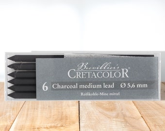 Cretacolor Medium Charcoal Lead 2B-Charcoal Pieces-Charcoal For Drawing -Charcoal for Artist-Woodless Charcoal-Sketching Sticks-Set of 6