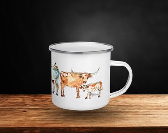 Longhorn Steer Country Rustic Decor Camping Mug Coffee Cup for Texas Lovers and Wannabees