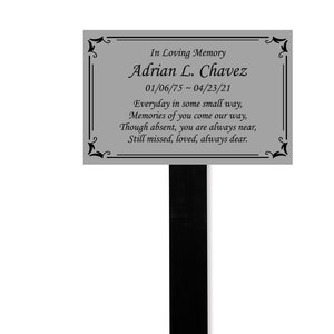 Memorial Plaque Stake, Sturdy Metal Grave Marker, Remembrance Plaque in Multiple Colors, Outdoor, Indoor Personalized Memorial Plate