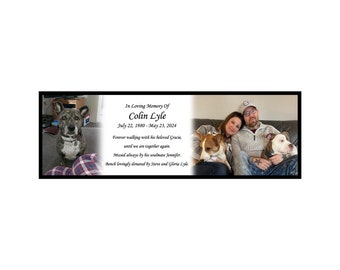 Personalized Photo Memorial Bench Plate - Engraved Plaque with Two Pictures
