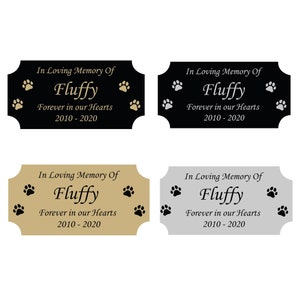Pet Paw Prints Memorial Personalized Plates, Commemorative Memory Plaque, Customized Plaque- Multiple Size and Color Options