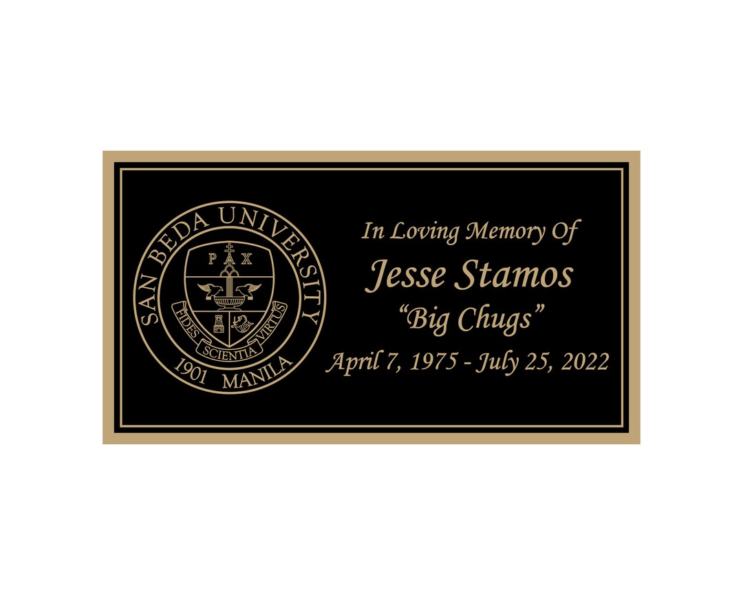 Memorial Plaque, Cremation Urn Plate, Custom Name Plate in Black and Gold Multiple Sizes and