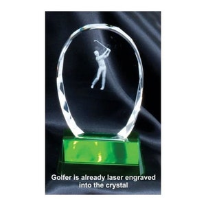 Crystal Golf Award: 3D Laser-Engraved Golfer, Personalized Corporate Gift