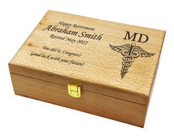 Doctor of Medicine, MD Memory Box, Retirement, Anniversary, Wedding, Birthday Gift, Personalized Wooden Box, Engraved Keepsake Box