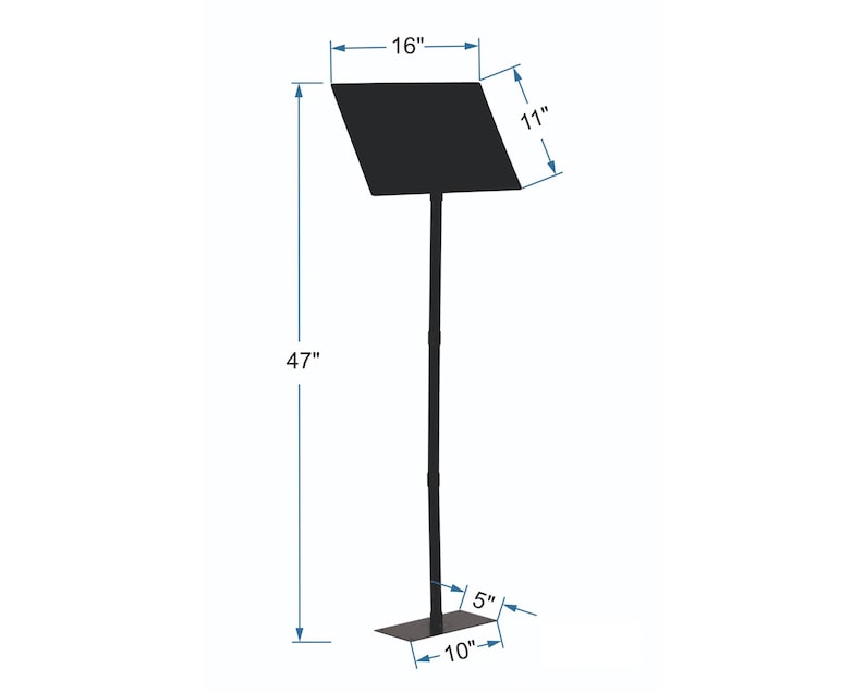 May include: Black metal sign holder stand with a rectangular sign. The stand is 47 inches tall, the sign is 16 inches wide and 11 inches tall, and the base is 10 inches wide and 5 inches deep.