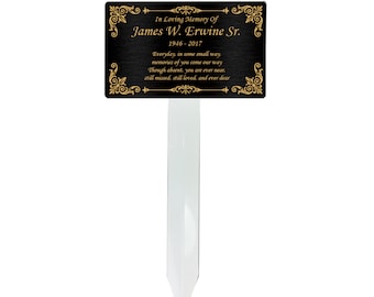 Placa memorial, lápide, placa de lembrança em preto, dourado e prateado, para uso externo e interno.