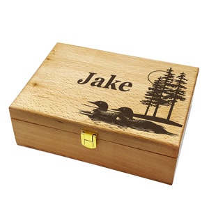 Memory Box, Retirement, Anniversary, Wedding, Birthday Gift, Personalized Wooden Keepsake Box, Duck Pond Wooden Box