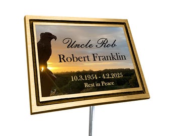 Placa conmemorativa con foto personalizada, marcador de tumba de aluminio fundido con estaca