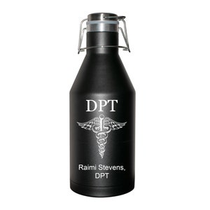 Insulated Growler Water Bottle, Black Stainless Steel Growler Water Bottle