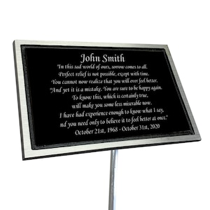 Memorial Plaque, Grave Marker, Remembrance Plaque, Outdoor, Indoor Memorial Cast Aluminum Plaque with Stake, Personalized Engraved Plaque
