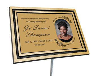 Placa conmemorativa fotográfica personalizada, lápida de aluminio fundido con estaca.