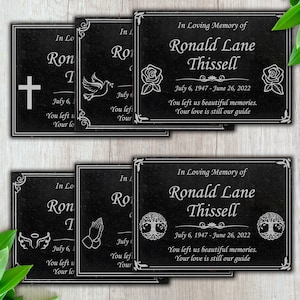 Memorial Plaque, 12&quot; x 6&quot; Granite Grave Marker, Remembrance Plaque, Outdoor, Indoor Memorial Stone Cemetery Plaque, Engraved Plaque