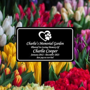 Pet Memorial Plaque with Stake, Personalized Sturdy Metal Garden Marker, Tree Sign, Remembrance Plaque-Multiple Colors, Sizes