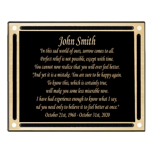 Memorial Plaque, Grave Marker, Personalized Remembrance Plaque, Outdoor, Indoor Memorial Cast Aluminum Plaque, Engraved Plaque