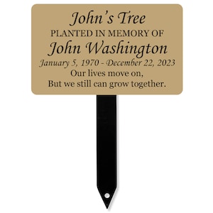 Custom Memorial Tree Plaque with Stake, Personalized Sturdy Metal Garden Marker, Tree Sign, Remembrance Plaque-Multiple Colors, Sizes