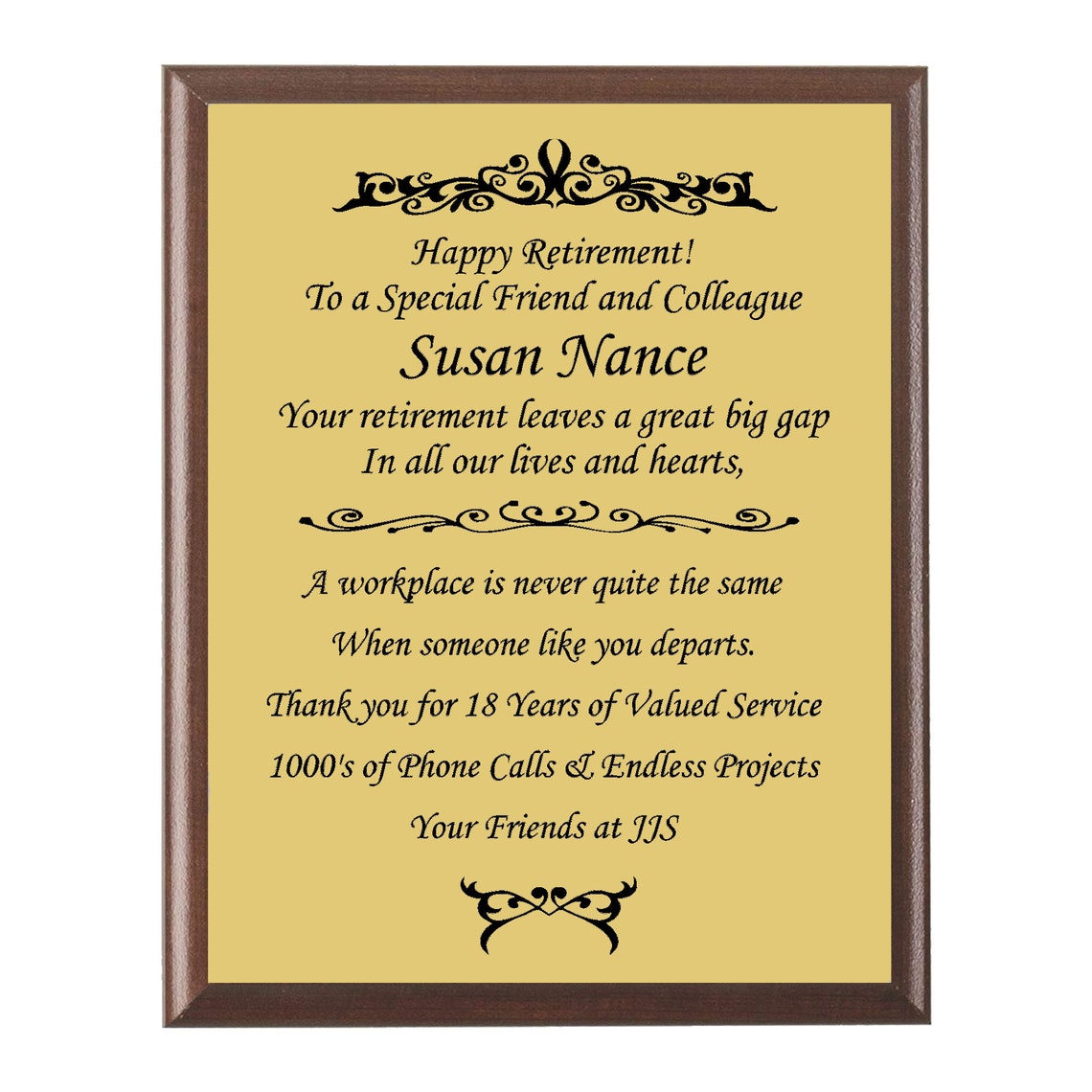 Retirement Achievement Award Customized Wooden Plaque Etsy