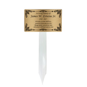 Personalized Memorial Plaque Stake, Temporary Grave Marker, Remembrance Plaque in Black, Gold and Silver, Outdoor, Indoor Memorial Plate