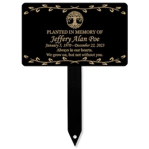 Tree of Life Memorial Tree Plaque with Stake, Personalized Sturdy Metal Garden Marker, Tree Sign, Remembrance Plaque-Multiple Colors, Sizes