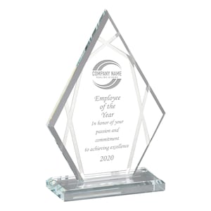 Beautiful Contour Diamond Glass Award, Achievement, Wedding, Graduation Plaque, Police, Corporate, Firefighters Awards- 3 sizes
