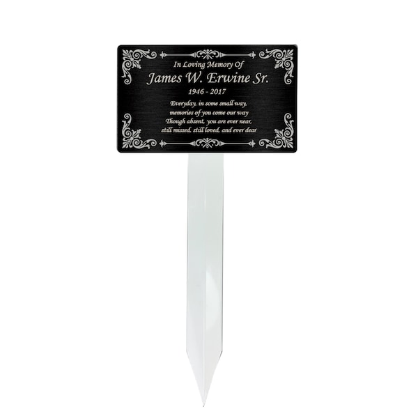 Memorial Plaque Stake, Temporary Grave Marker, Remembrance Plaque in Black, Gold and Silver, Outdoor, Indoor Memorial Plate, Marker