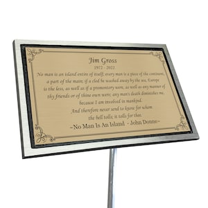 Personalized Memorial Plaque, Grave Marker, Remembrance Plaque, Outdoor, Indoor Memorial Cast Aluminum Plaque with Stake