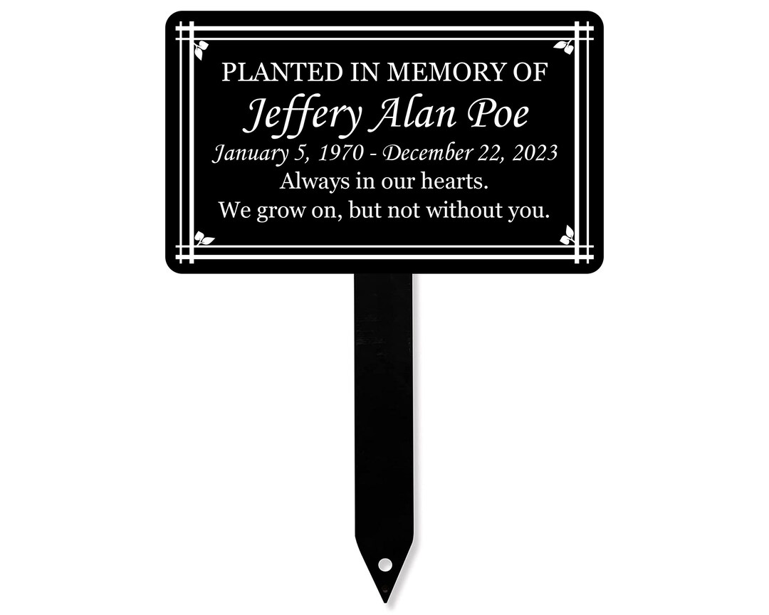 Memorial Tree Plaque With Stake, Personalized Sturdy Metal Garden